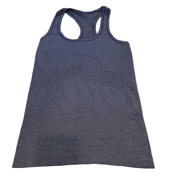 Lululemon Women’s‎ 4 Swiftly Tech Racerback Tank Top Heathered Deep Navy Stripe - Picture 2 of 7
